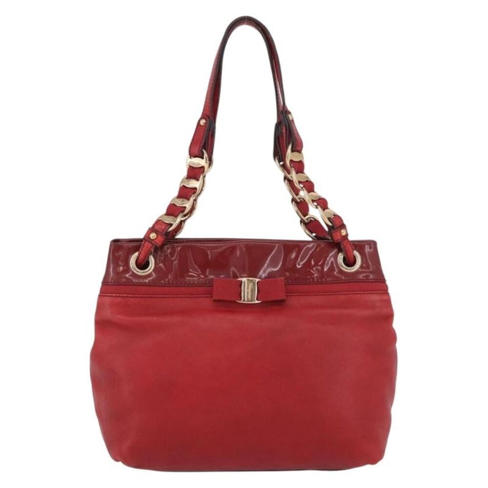Salvatore Ferragamo Vala Tote Leather Red Leather Tote Bag Bag